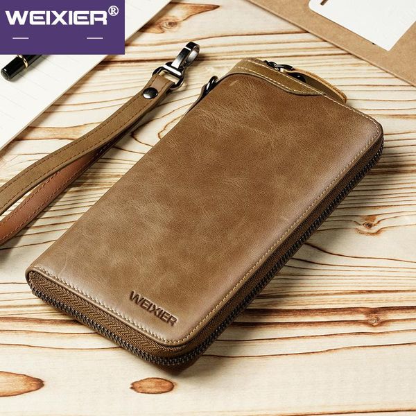 

wallets come fashion vintage long style split leather men wallet soft for business casual clutch bags high quality, Red;black