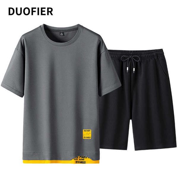 

men casual set fashion track suit shorts jogger sets 2 pcs oversize sweat suit male sportswear tracksuit summer sportsuit 210603, Gray