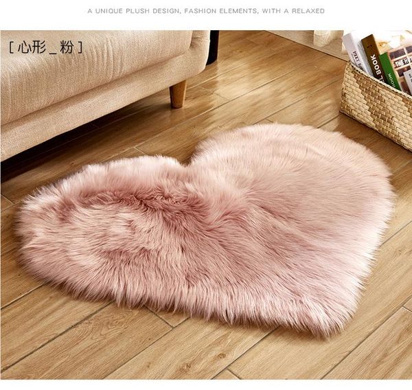 

artificial wool sheepskin baby room bedroom soft area mat long hairy rug blue white pink shaggy carpet love heart shape fur rugs carpets