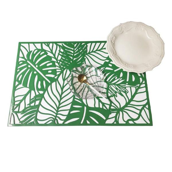 

mats & pads 2pcs hawaii style hollow leaf heat insulation placemat mat dining table decor