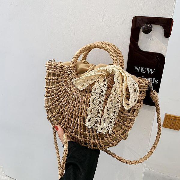 

evening bags summer straw bag for women 2021 hand-woven women's shoulder bohemian beach tote lady hand travel cluth purses shopping