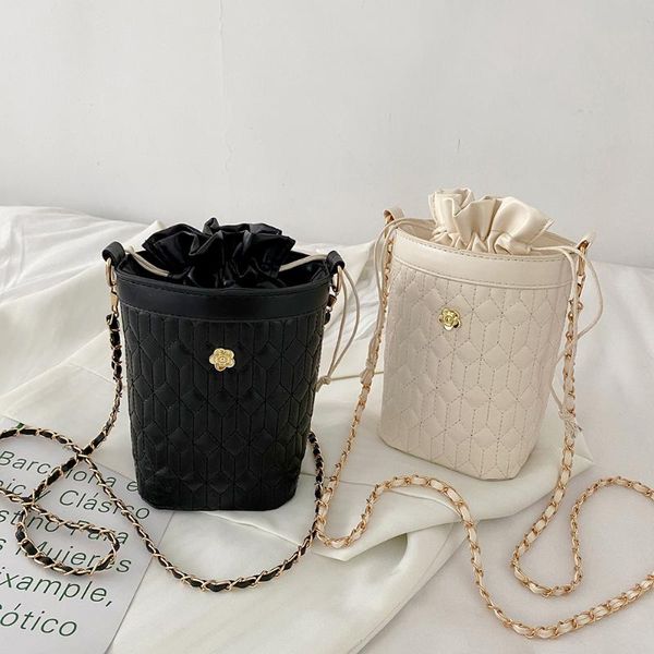 

evening bags fashion geometric pattern bucket shoulder crossbody women pu leather messenger bag casual ladies drawstring mini handbags