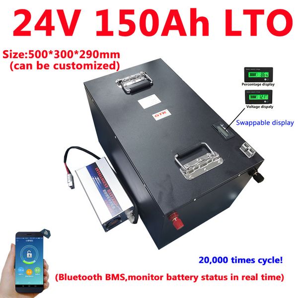 GTK 24V LTO-Batterie 150Ah Lithiumtitanat mit Bluetooth BMS für 3000W Solarenergiesystem Wohnmobil Fischerboot + 10A Ladegerät