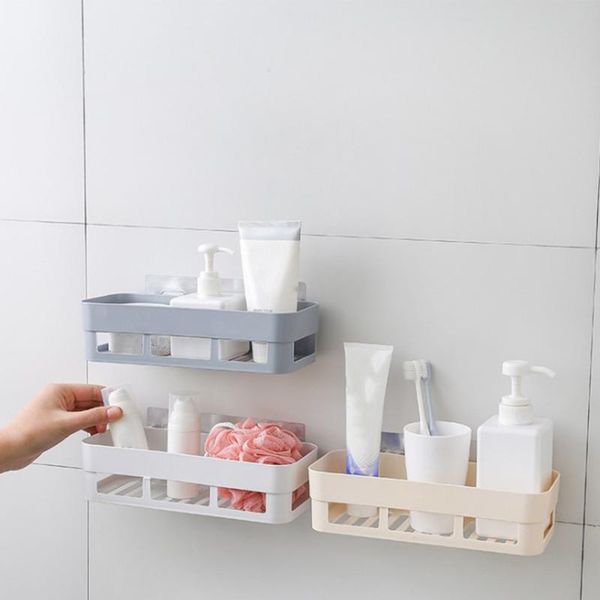 

bathroom kitchen storage basket without nail receive frame hollow rack holder organizer shower shelf & organization