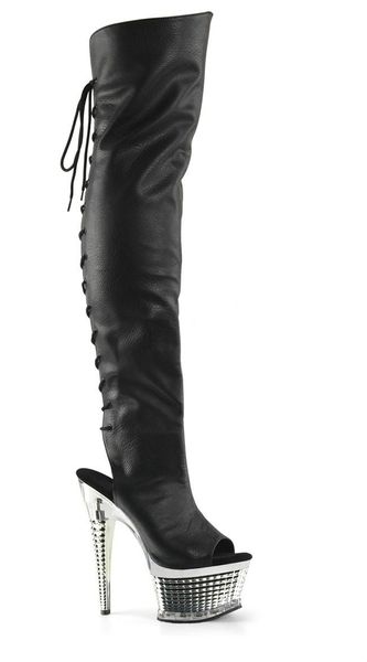 

boots fashion cross tied female knee high platform heel peep toe thin woman spring autumn long black
