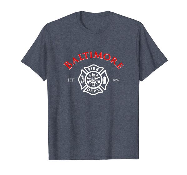 

city of baltimore fire rescue maryland firefighter t-shirt, White;black