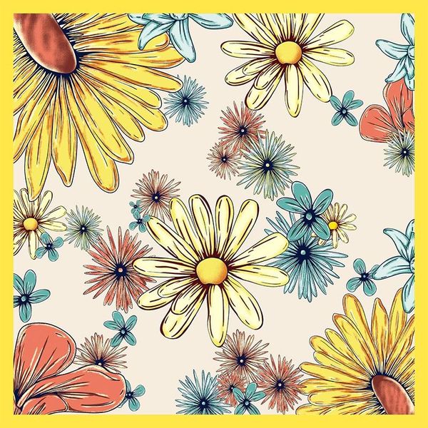 

scarves 21" square 100% real silk scarf wraps soft smooth floral print women fashion neck head hair foulard, Blue;gray