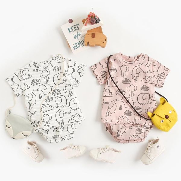 

clothing sets sanlutoz baby girls cute animal cotton short sleeve + bottoms fashion 2pcs, White