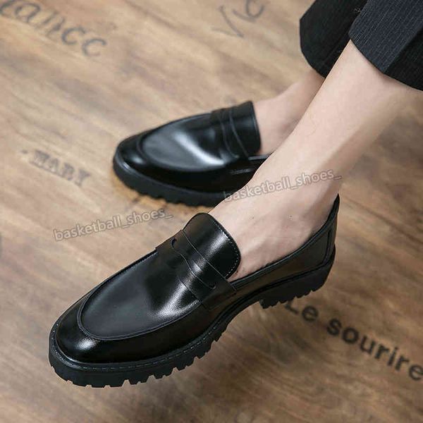 

dress shoes luxury desginers man formans genuine leathers canvas platform men's male casual wedding party loafers shoe size 38-451 6p4d, Black