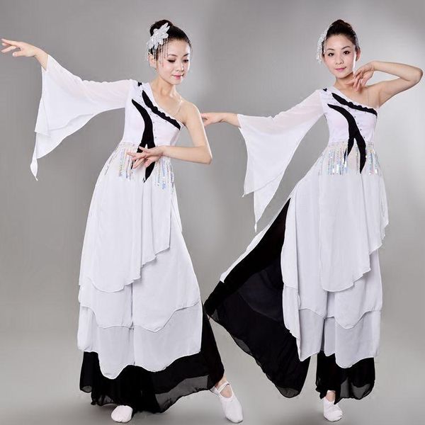 

+pants women chinese classical national dance costume female white yangko stage wear folk, Black;red