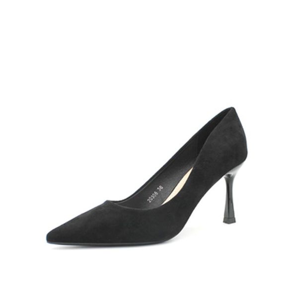 

dress shoes pointed single women 2021 korean black high heels stiletto all-match shallow mouth working women's