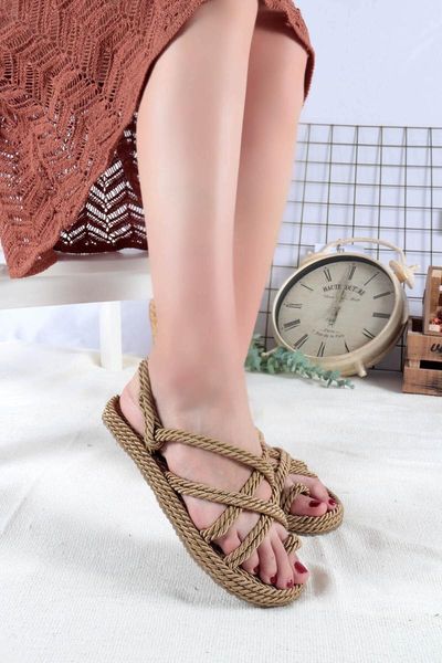 

sandals women mustard rope, Black