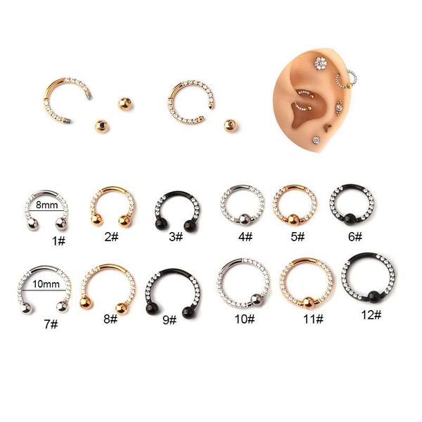 

stud 1piece stainless steel piercing c-ring earrings for women 2021 trend jewelry ear cuffs body safety pin nose ring, Golden;silver
