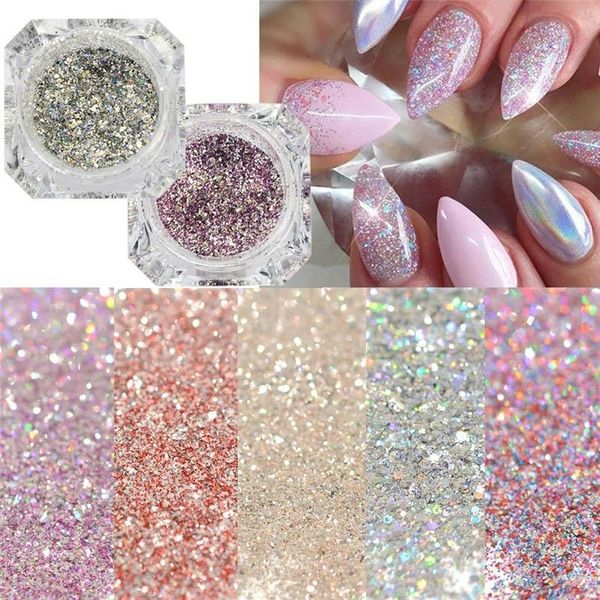 

1.5g/box shinning laser glitter mixed nail sequins art sparkles manicure powder tips decoration, Silver;gold