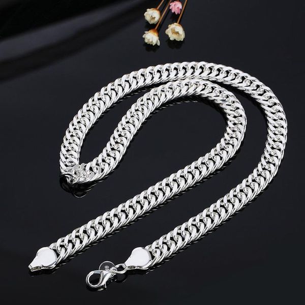 

chains classic italian men's necklace 925 sterling silver cuban chain 10mm 20/24 inch jewelry gift