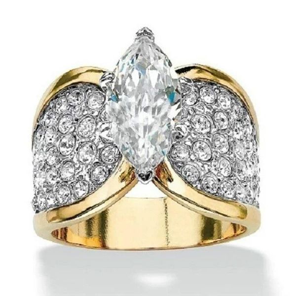 

wedding rings golden color exquisite fashion square & engagement ring made with cubic zirconia jewelry bands women hjuey, Slivery;golden