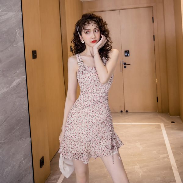 

arrival sweet beach elegant female strapless floral temperament chiffon plissado mini dress, Black;gray