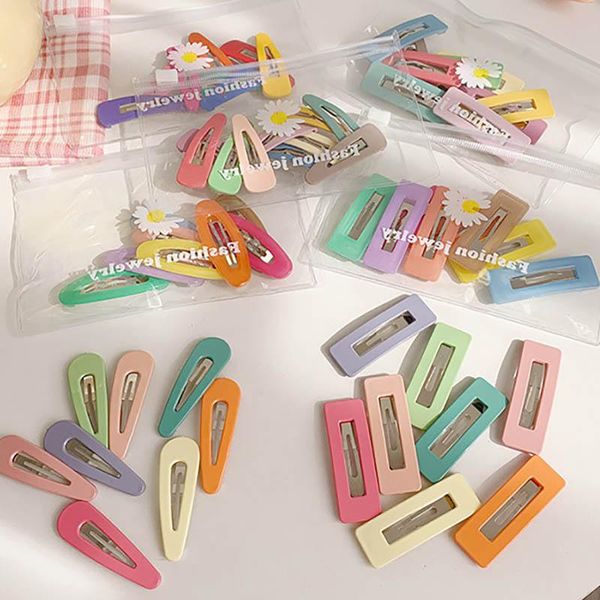 

hair accessories 8/10pcs/set colorful bb clips candy color sweet geometric hairpin barrette womwn girls ornament, Slivery;white