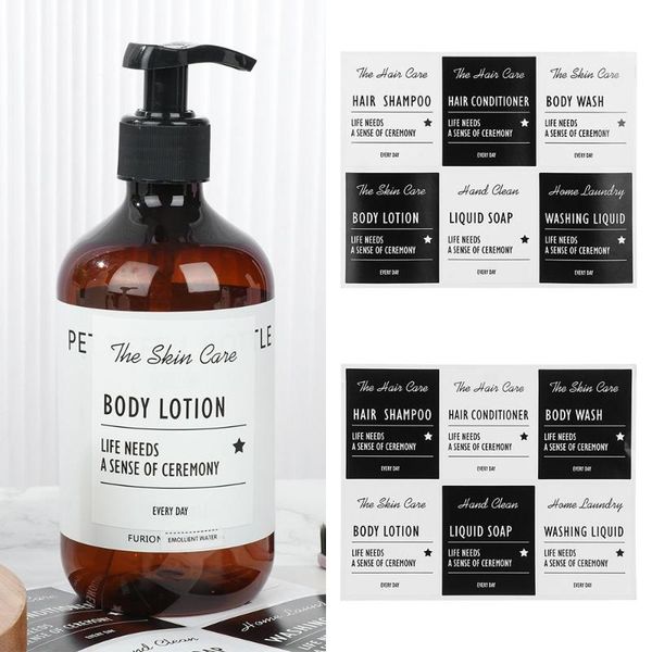 

gift wrap 1 set soap bottle label sticker bathroom shampoo lotion dispenser labels waterproof self-adhesive identification