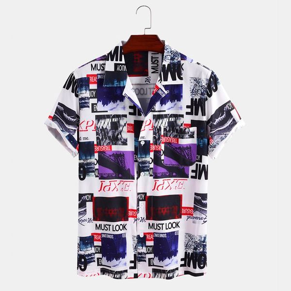 

summer sale men's europe america fashion brand hawaiian beach shirt camisas para hombre loose floral casual vacation shirts, White;black