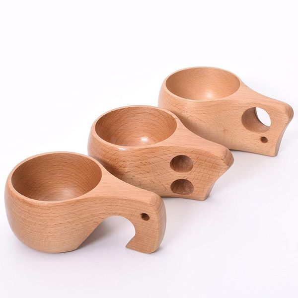 

cups & saucers creative handmade beech wooden portable big capacity elephant nose wood coffee tea milk water drinking tableware
