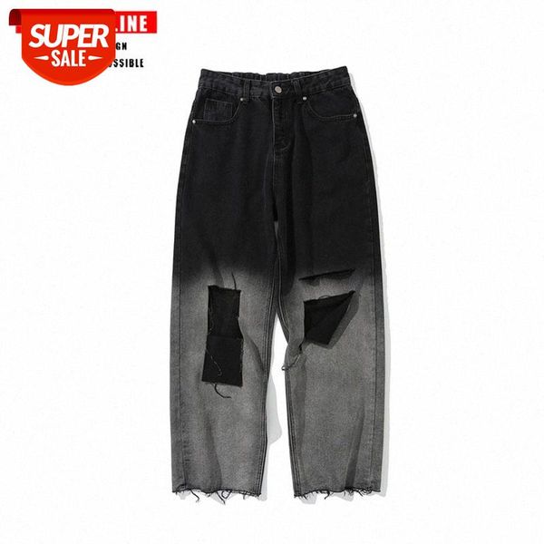 

tkpa black ripped jeans men's straight loose street casual trousers #sp5d, Blue