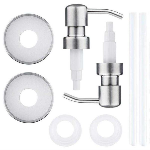 2021 70-mm-Glas Mason Edelstahl-Seifenstahl und Ersatz-Pumpdeckel für Küchenlotion-Badezimmer-Polnischspender Nr