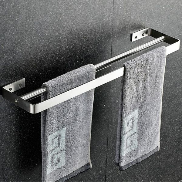 

towel racks wall mount stainless steel double bars holder rail brushed polishing