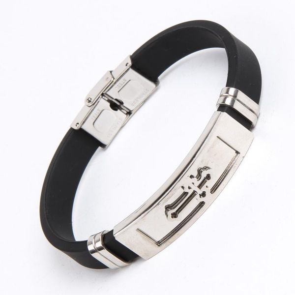 

cuff couple silicone stainless steel bracelet gospel christian gift ornament cross black, White