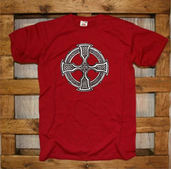 

j366 mesh celtic cross celtic cross irish t-shirt gaelic tradicional tee red, White;black
