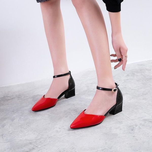 

dress shoes 2021 summer simple fashion pointed thick heel multicolor sandals, Black