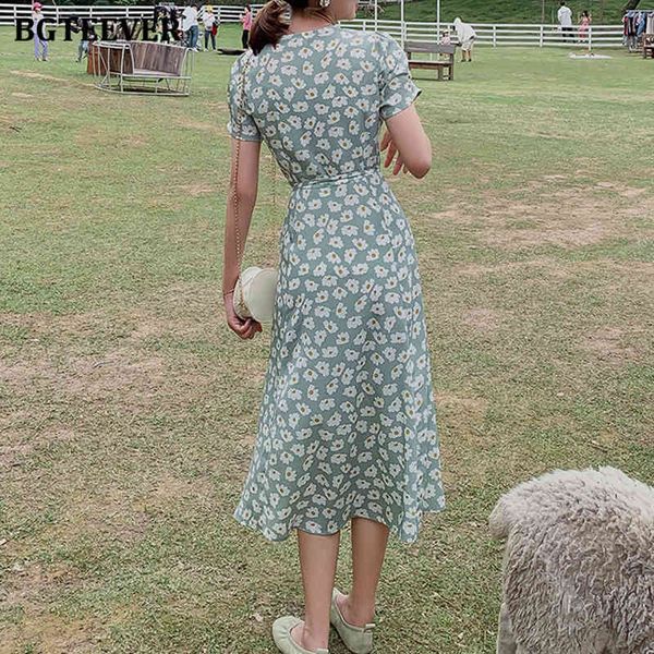 

dresses vintage women chiffon v-neck short sleeve floral print midi dress female slim waist lace-up a-line vestidos femme xpjm, Black;gray