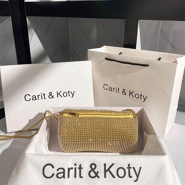 

evening bags autumn fashion cylinder chain rhinestone bag full of diamonds one shoulder messenger banquet dress all-match female