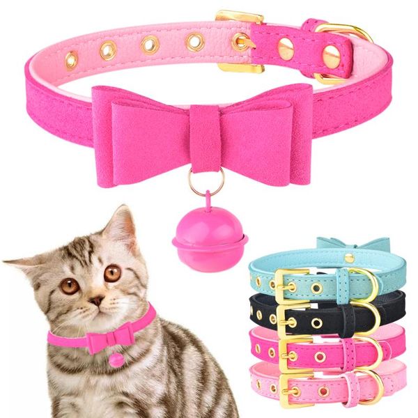 

boy girl cat christmas collar cute bow tie & bell rose red pink light blue puppy small dog adjustable collars leads