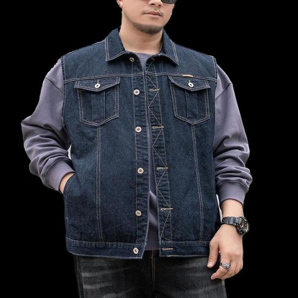 

plus size cowboy vests men's loose denim vest waistcoat mens coats jackets casual waist coat clothing men jean 7xl, Black;white