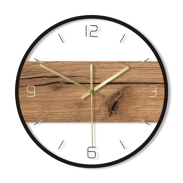 Старый деревянный образец текстуры акриловые настенные часы деревенские деревянные кабины кантри стена дома декор молчаливые движения напечатанные часы часы 21110