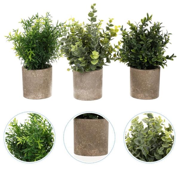

decorative flowers & wreaths 3pcs faux greenery plants decors artificial rosemary bonsai for home office