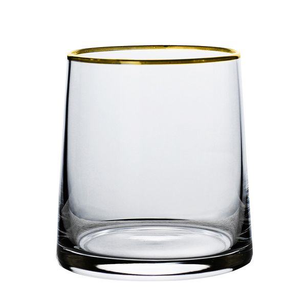 Bicchiere da cocktail moderno trapezoidale da whisky Bicchiere colorato con placcatura ionica a sfera bassa per bar da casa Matrimonio ambra grigia affumicata