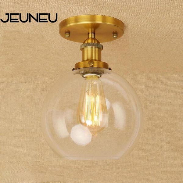 

ceiling lights loft vintage lamp led e27 ac 110v 220v iron glass lampshade modern plafonnier luminaire for bedroom living room