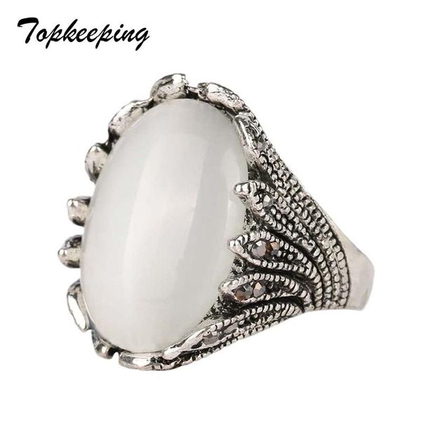 

wedding rings white + resin stone classic men jewelry ring rock punk style retro women fashion anillo sales, Slivery;golden