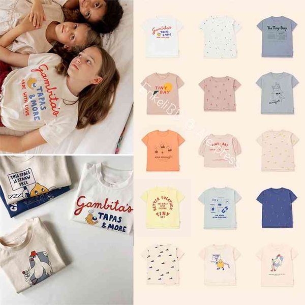 SS Mode Kinder Kurzarm T-Shirt Cartoon Muster Schöne stilvolle Jungen Mädchen T-Shirts Tops TC Kids Clothes 210619