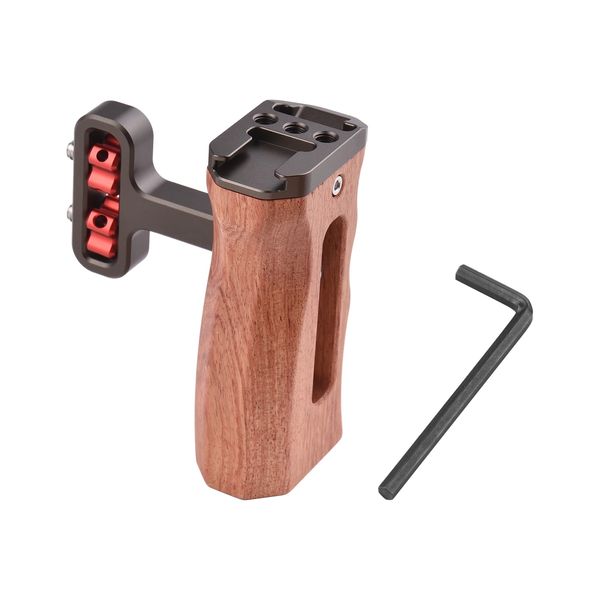 Cage universale della fotocamera Maniglia laterale sinistra / destra Grip a mano in legno con foro a vite da 1/4 a vite Mount per scarpe a freddo per la gabbia per fotocamera