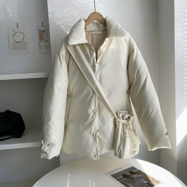 

women's down & parkas fashionable korean version stand collar autumn winter jacket women 2021 oversized thick bread coat female chic pa, Black