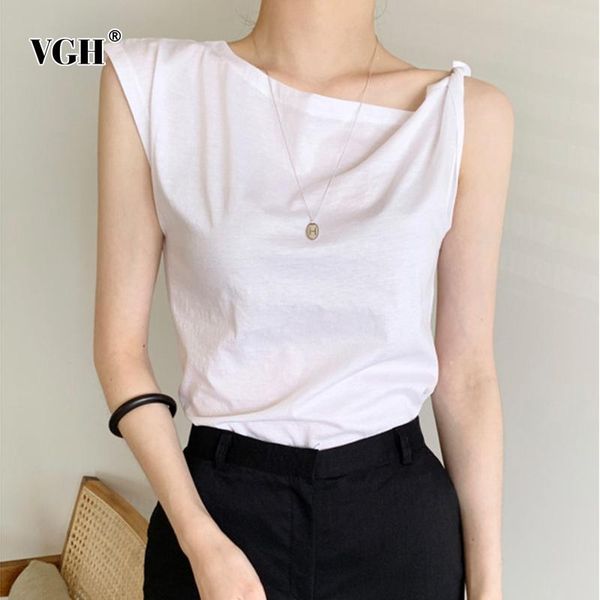 

women's tanks & camis vgh casual asymmetrical women vest o neck sleeveless loose korean irregular yank for female fashion clothes summ, White
