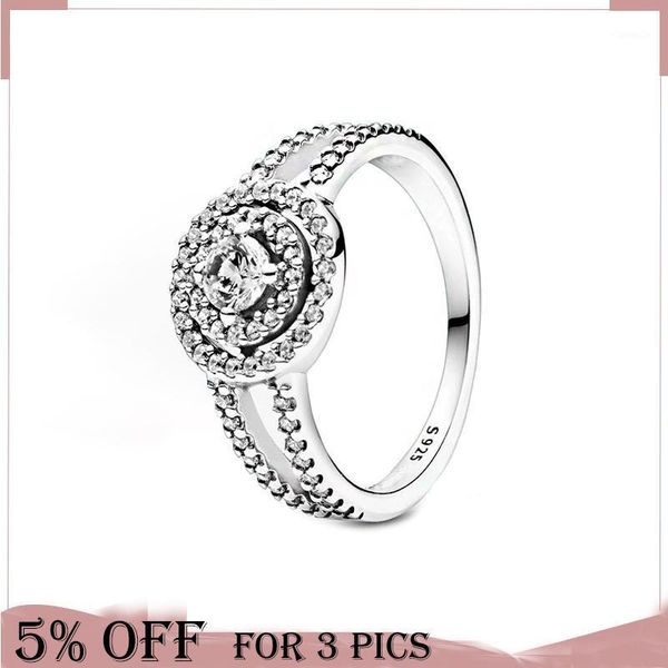 

cluster rings trendy 925 sterling silver sparkling ring for women fine original jewelry mothe's day gift, Golden;silver