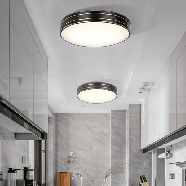 

ceiling lights nordic all-copper ultra-thin lamp room balcony cloakroom round black rubbed gold led bedroom lamps