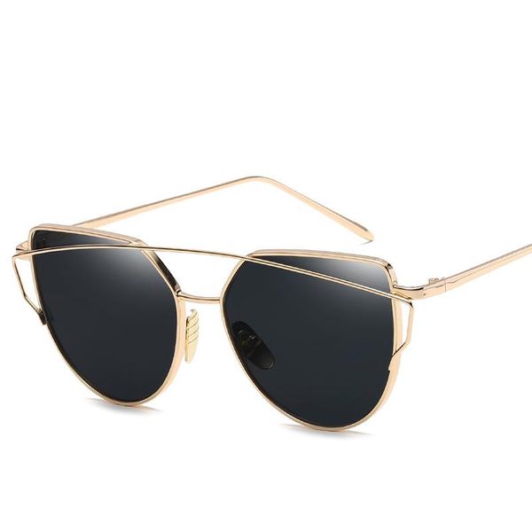 

sunglasses fashion cat eye women design mirror lens vintage sun glasses rose gold metal uv400 oculossunglassessunglasses, White;black