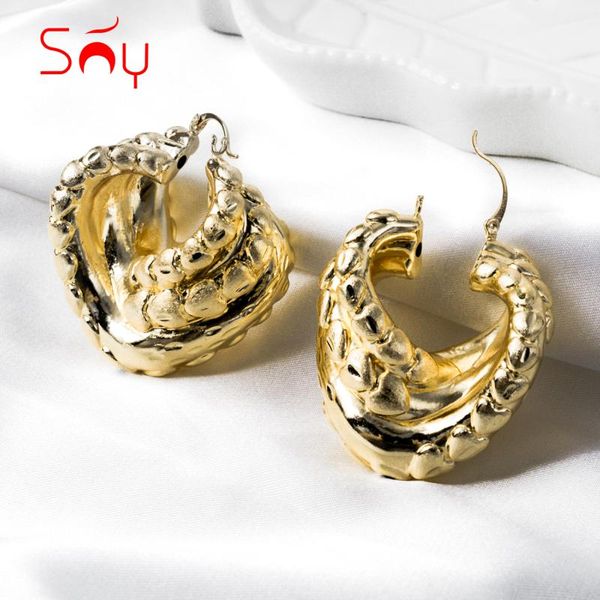 

hoop & huggie sunny jewelry fashion earrings copper african heart large style for women classic party wedding, Golden;silver