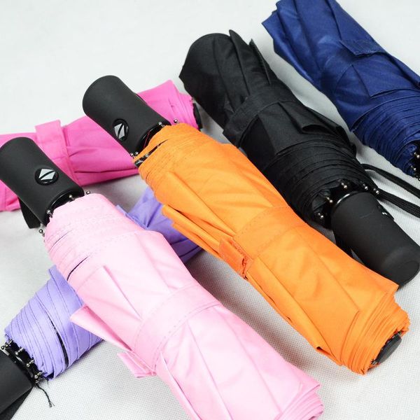 

fully automatic solid color sunscreen fracture parasol defence ultraviolet rays umbrella rain women and men umbrellas