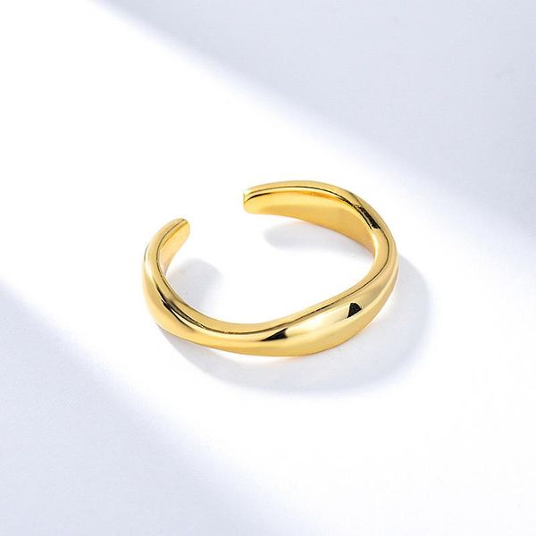 

cluster rings korean version of dongdaemun gold-plated ring s925 silver irregular wave ins joker personalized custom not allergic, Golden;silver